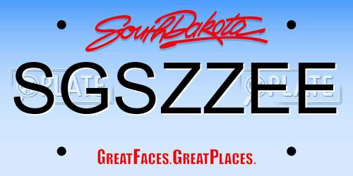 SGSZZEE South Dakota License Plate