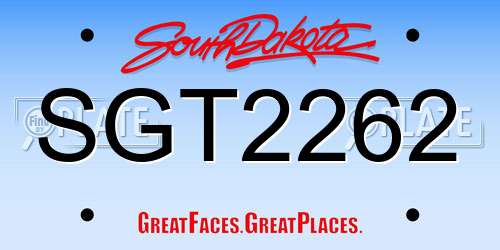 SGT2262 South Dakota License Plate