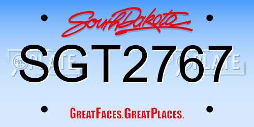 SGT2767 South Dakota License Plate