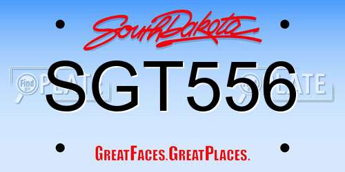 SGT556 South Dakota License Plate