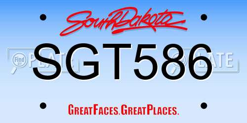 SGT586 South Dakota License Plate