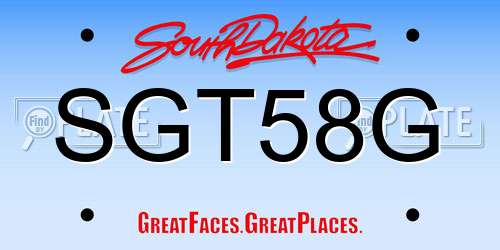 SGT58G South Dakota License Plate