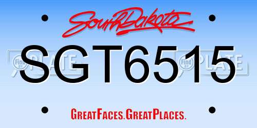 SGT6515 South Dakota License Plate