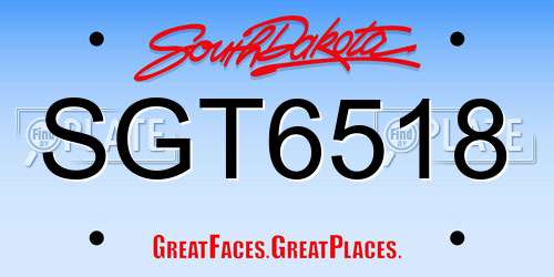 SGT6518 South Dakota License Plate
