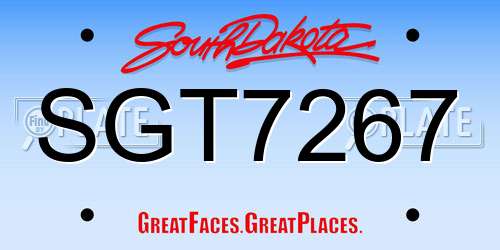 SGT7267 South Dakota License Plate