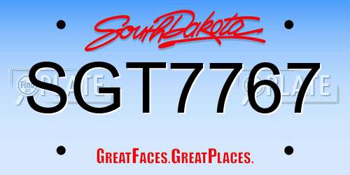 SGT7767 South Dakota License Plate