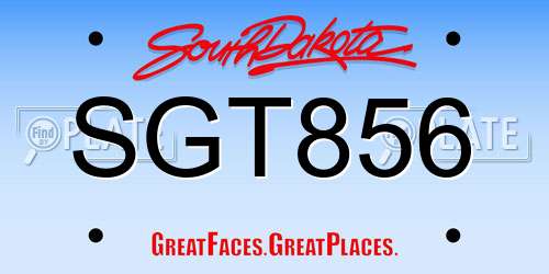 SGT856 South Dakota License Plate