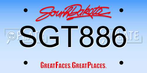 SGT886 South Dakota License Plate