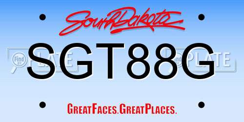 SGT88G South Dakota License Plate