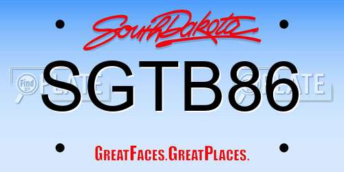 SGTB86 South Dakota License Plate