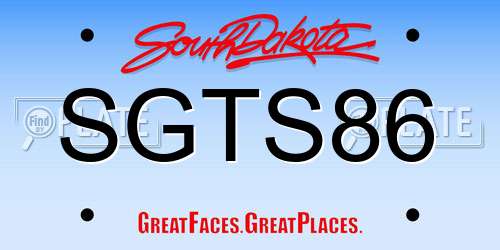 SGTS86 South Dakota License Plate