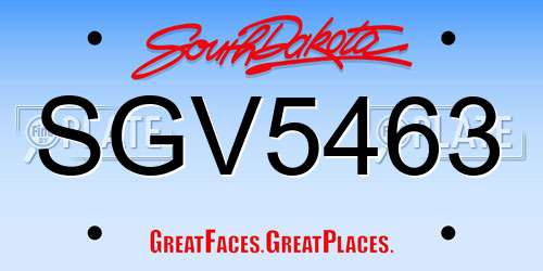 SGV5463 South Dakota License Plate