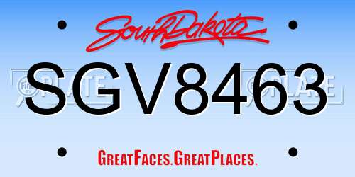 SGV8463 South Dakota License Plate