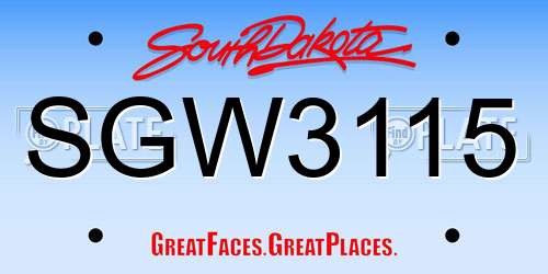 SGW3115 South Dakota License Plate