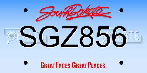 SGZ856 South Dakota License Plate