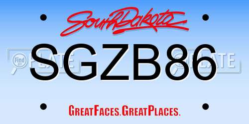SGZB86 South Dakota License Plate
