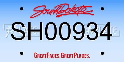 SH00934 South Dakota License Plate