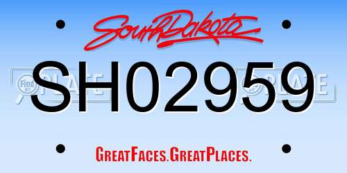 SH02959 South Dakota License Plate