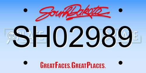 SH02989 South Dakota License Plate