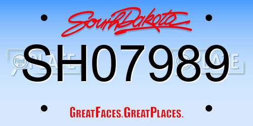 SH07989 South Dakota License Plate
