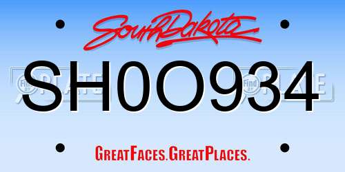 SH0O934 South Dakota License Plate