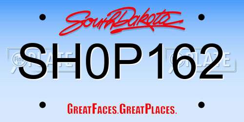 SH0P162 South Dakota License Plate