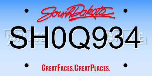 SH0Q934 South Dakota License Plate