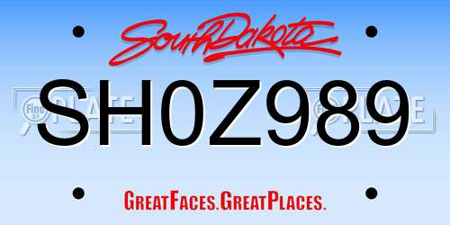SH0Z989 South Dakota License Plate