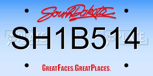 SH1B514 South Dakota License Plate