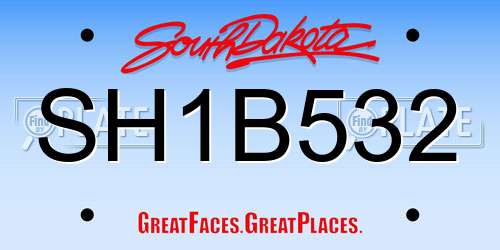 SH1B532 South Dakota License Plate