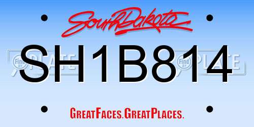 SH1B814 South Dakota License Plate