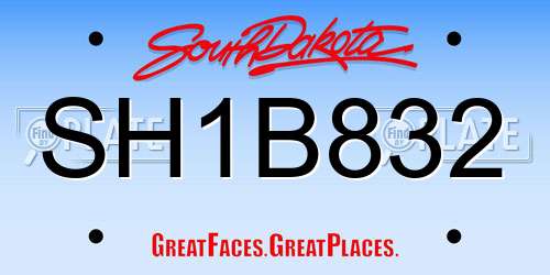 SH1B832 South Dakota License Plate