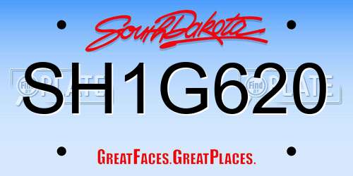 SH1G620 South Dakota License Plate