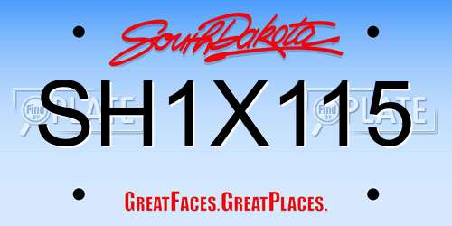 SH1X115 South Dakota License Plate