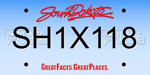 SH1X118 South Dakota License Plate