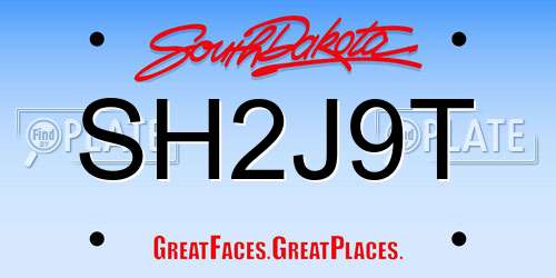 SH2J9T South Dakota License Plate