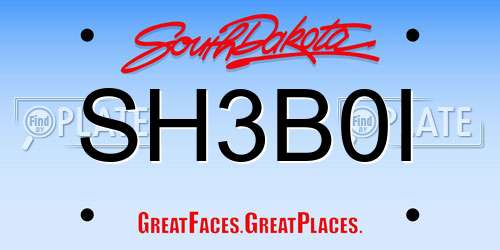 SH3B0I South Dakota License Plate