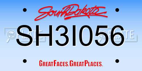SH3I056 South Dakota License Plate