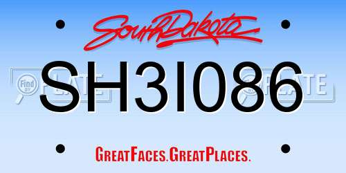 SH3I086 South Dakota License Plate