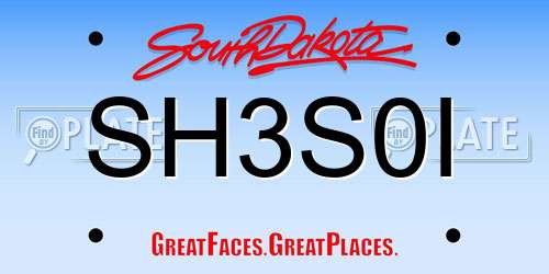SH3S0I South Dakota License Plate