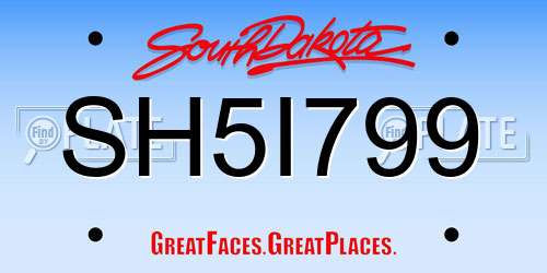 SH5I799 South Dakota License Plate