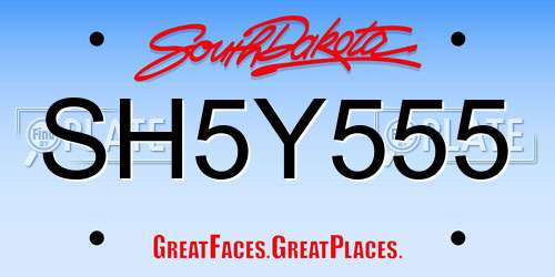 SH5Y555 South Dakota License Plate