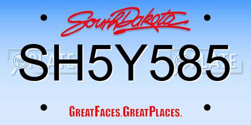 SH5Y585 South Dakota License Plate