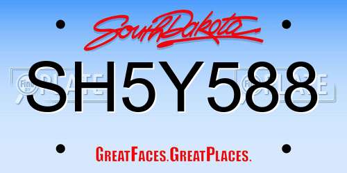 SH5Y588 South Dakota License Plate
