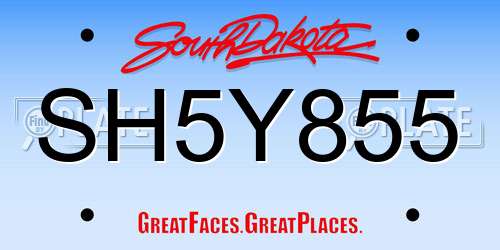 SH5Y855 South Dakota License Plate