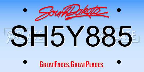 SH5Y885 South Dakota License Plate