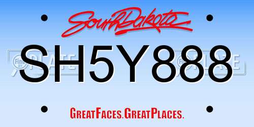 SH5Y888 South Dakota License Plate