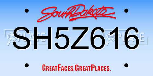 SH5Z616 South Dakota License Plate
