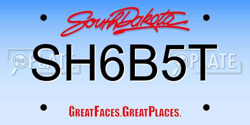 SH6B5T South Dakota License Plate