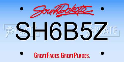 SH6B5Z South Dakota License Plate
